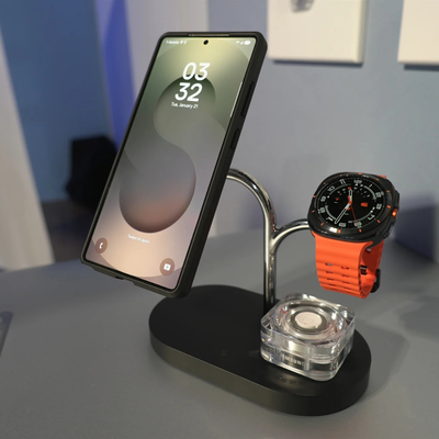 Samsung 3-in-1 Magnetic Qi2 Wireless Charger (Phone, Watch & Buds) – Black PWU024WIABW GP-PWU024WIABW